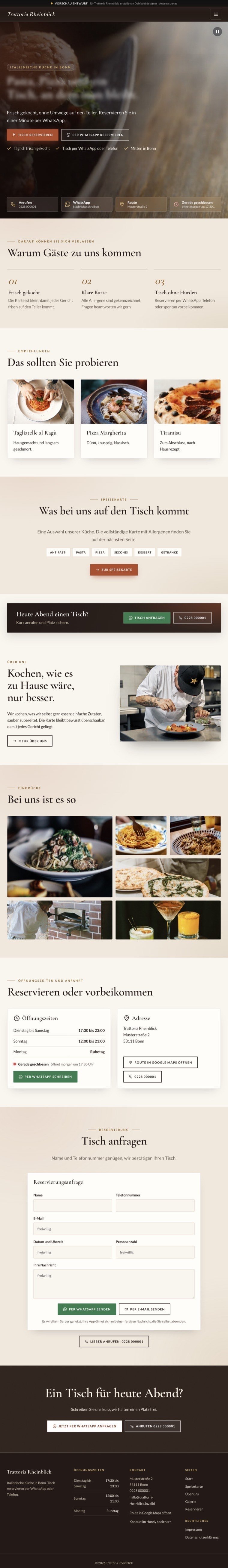 Restoran örnek sayfası: Trattoria Rheinblick